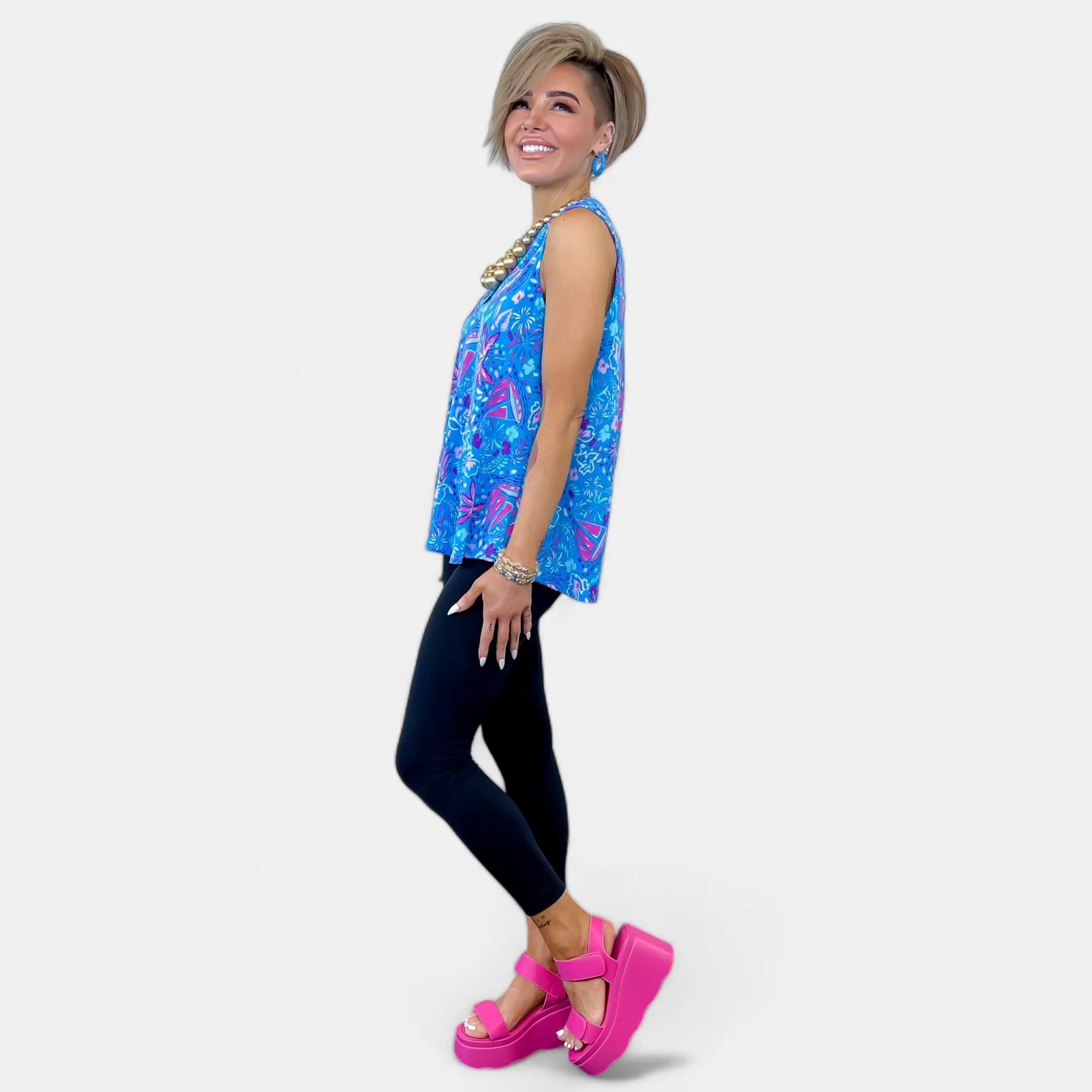 Blue Multi Abstract Lizzy Tank Top sold by ZZs product image thumbnail 5