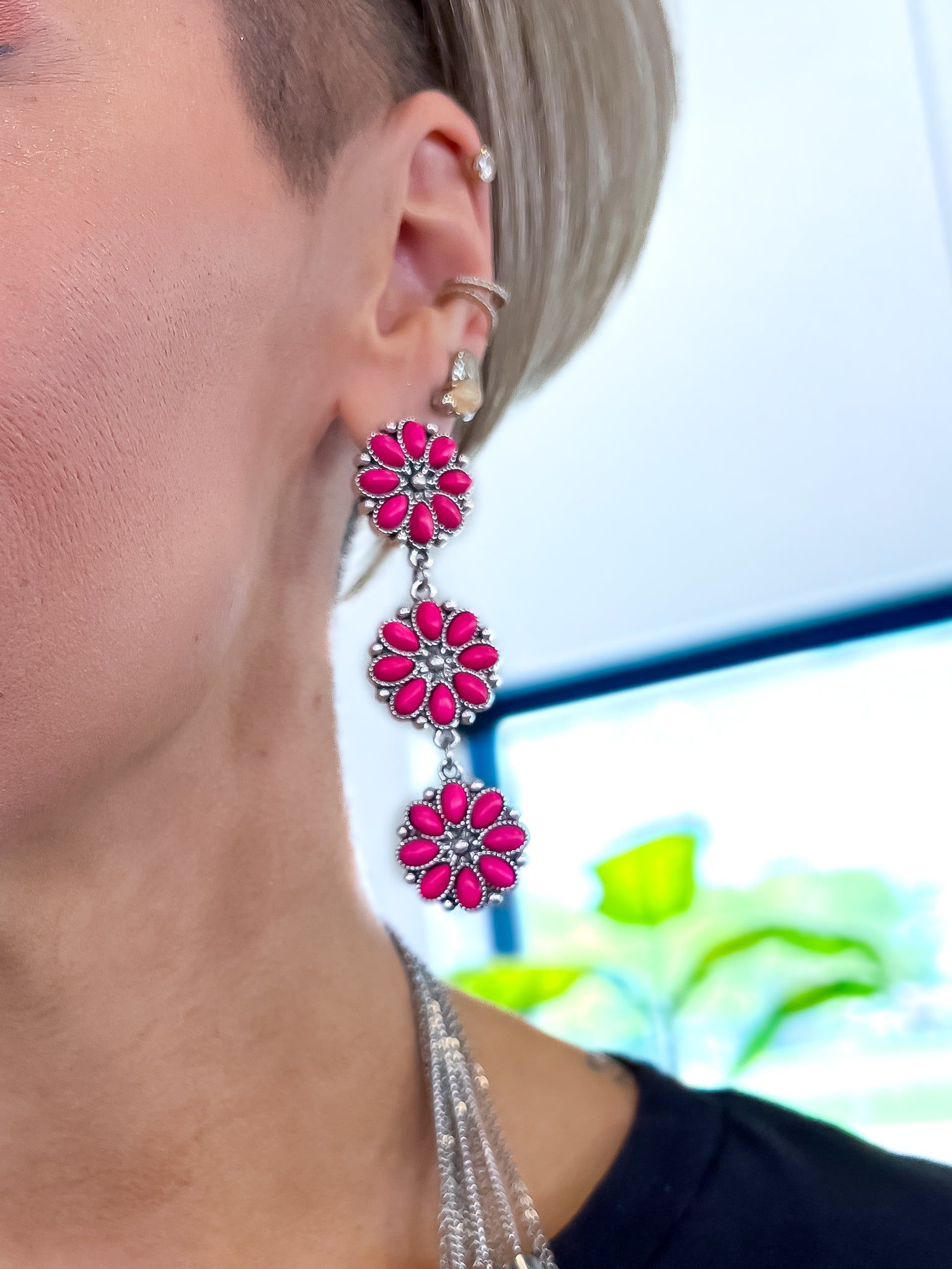 Layered Earrings | Fuchsia sold by ZZs product image thumbnail 4