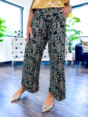Green Sequin Velvet Crop Pants sold by ZZs