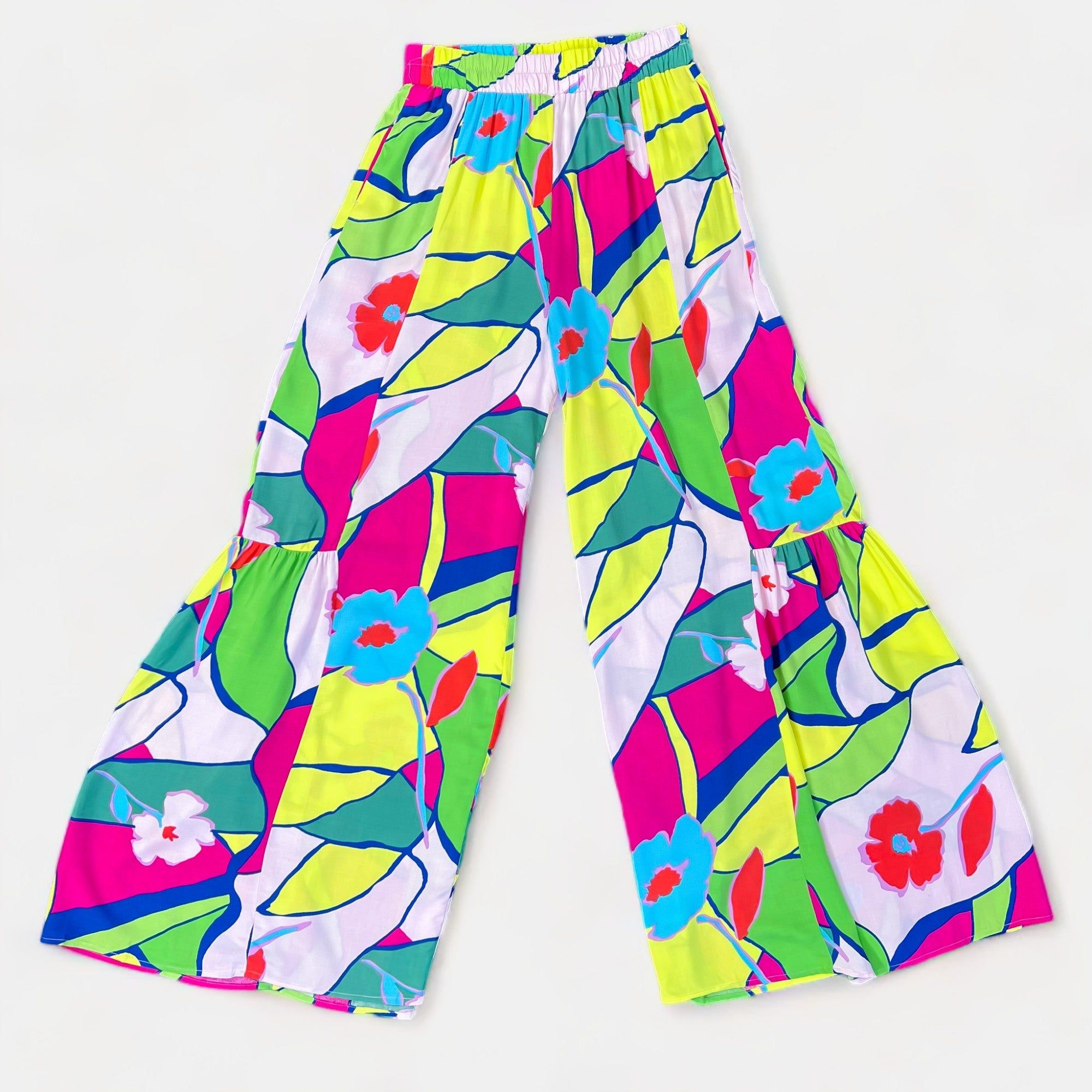 Magenta & Lime Abstract Wide Leg Pants sold by ZZs product image thumbnail 2
