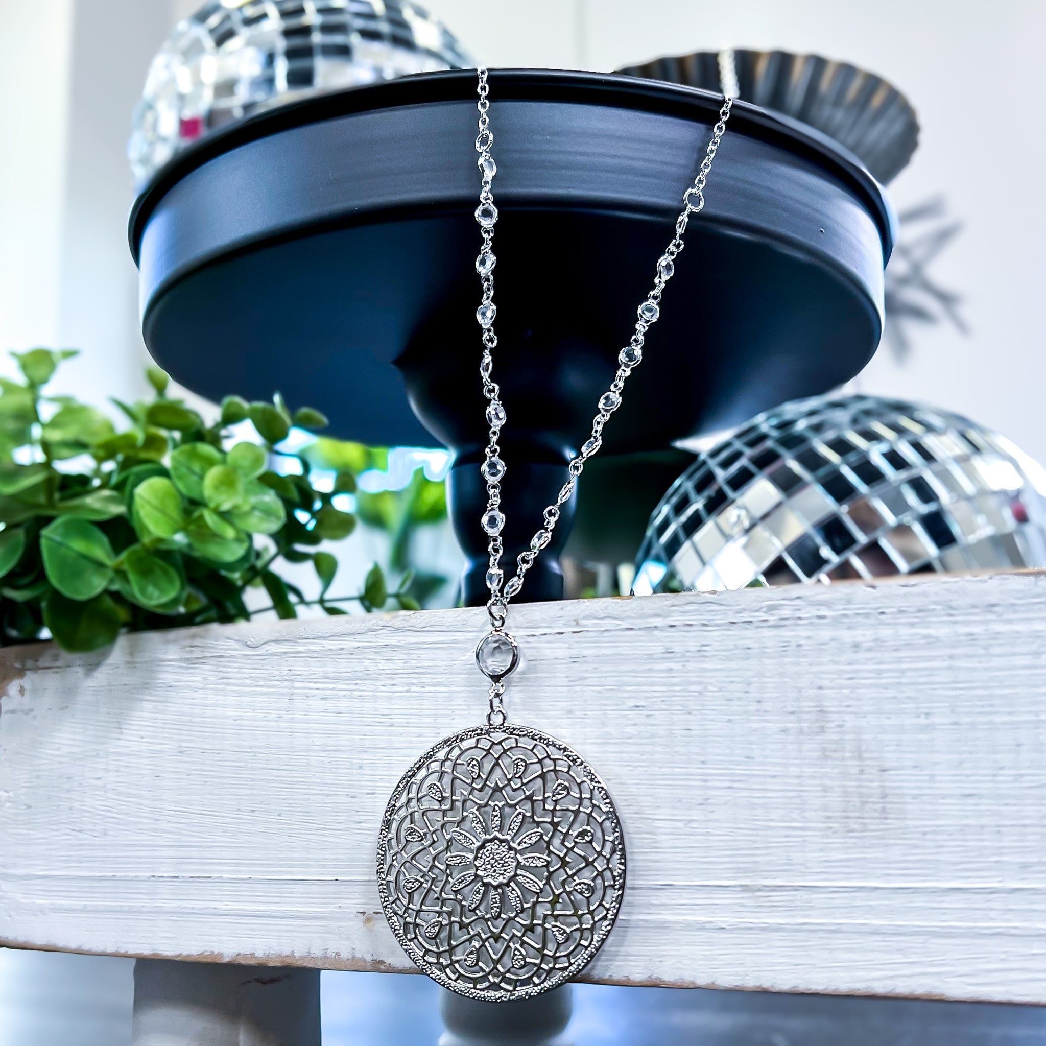 Silver Flower Medallion Necklace sold by ZZs product image thumbnail 4