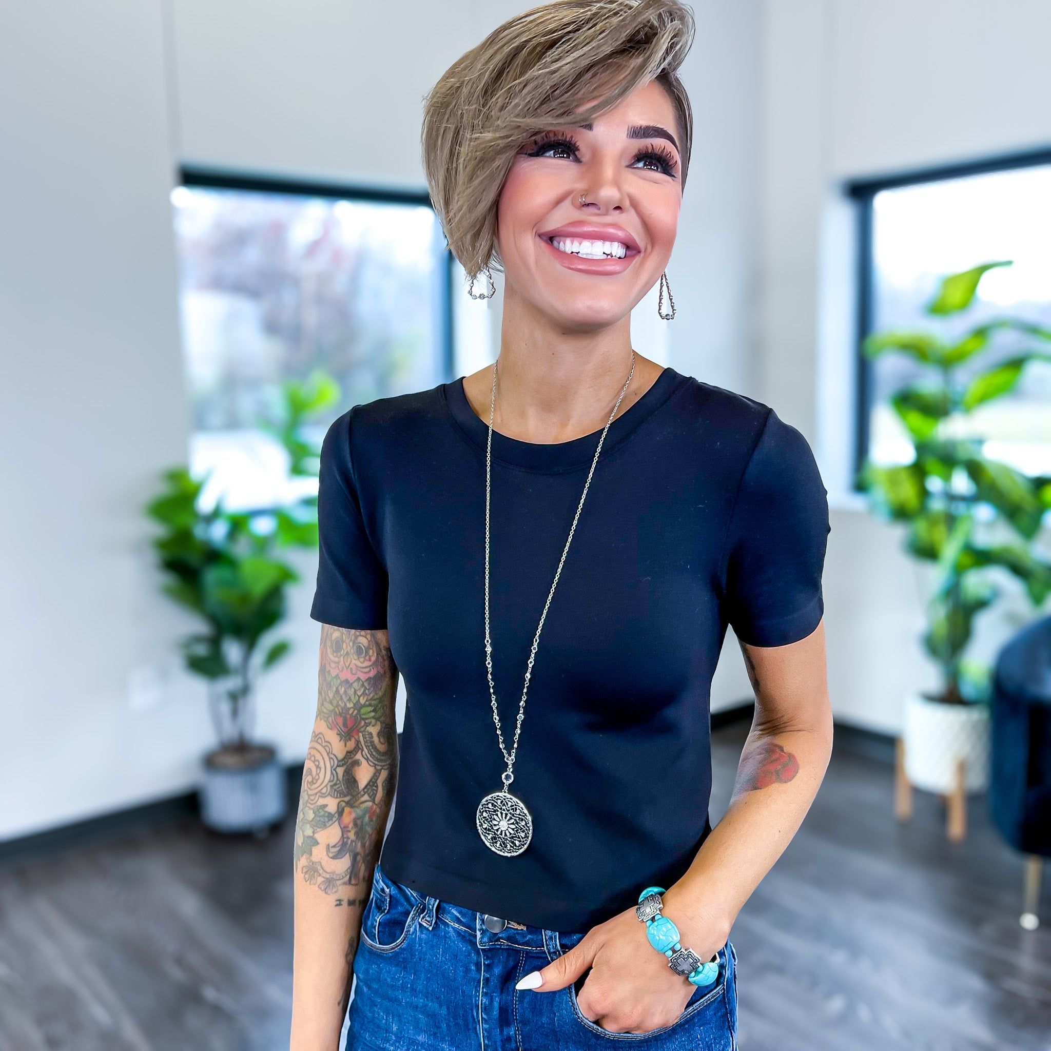 Silver Flower Medallion Necklace sold by ZZs product image thumbnail 5