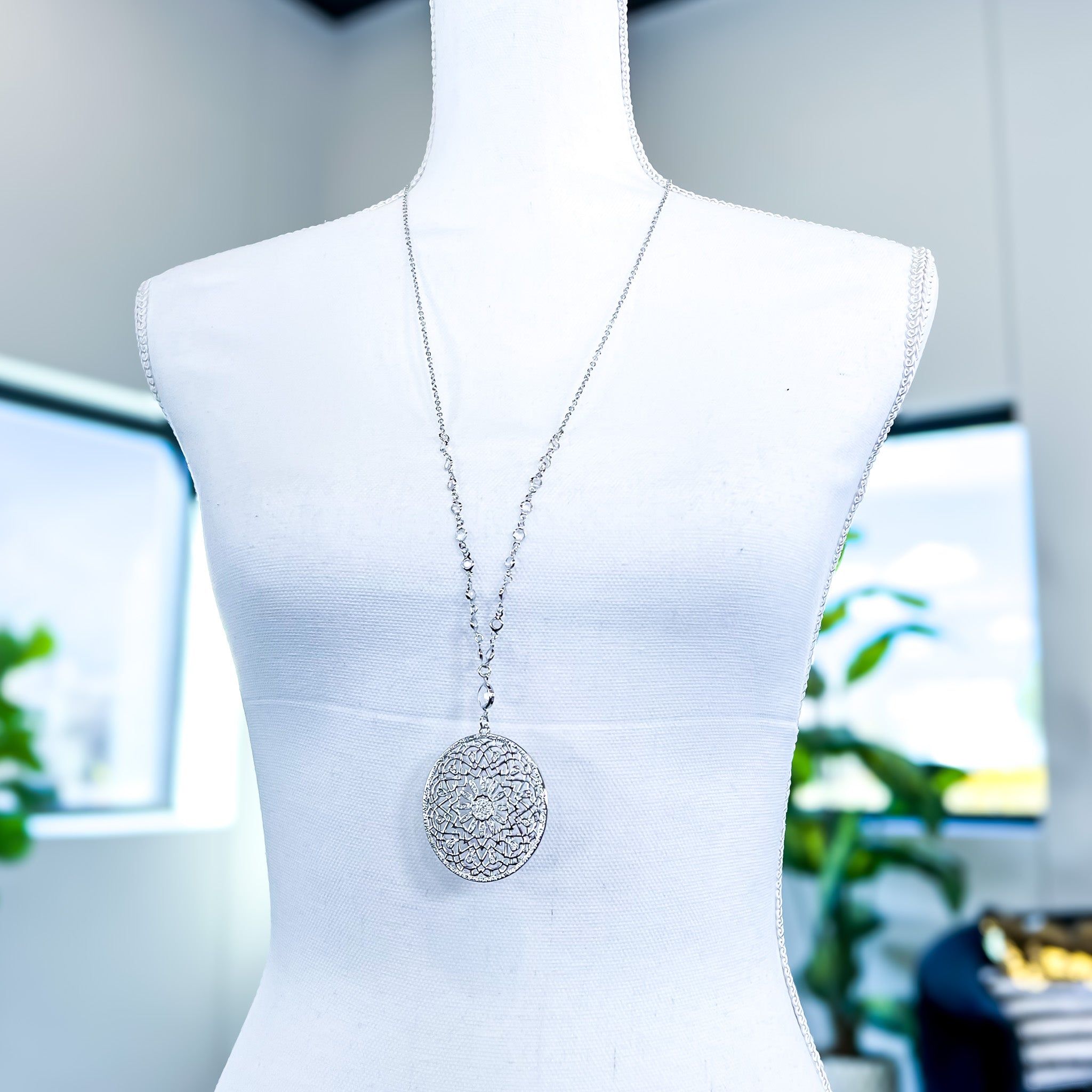 Silver Flower Medallion Necklace sold by ZZs product image thumbnail 3