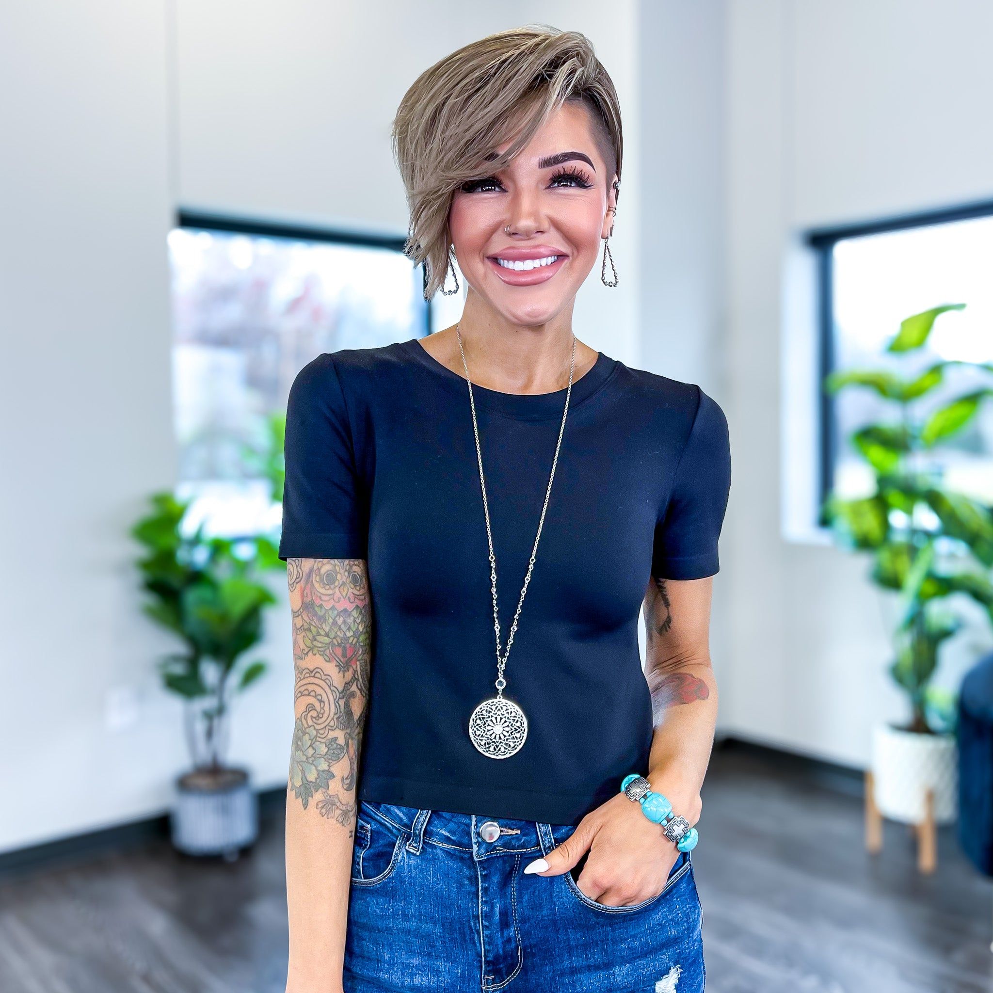 Silver Flower Medallion Necklace sold by ZZs product image thumbnail 2