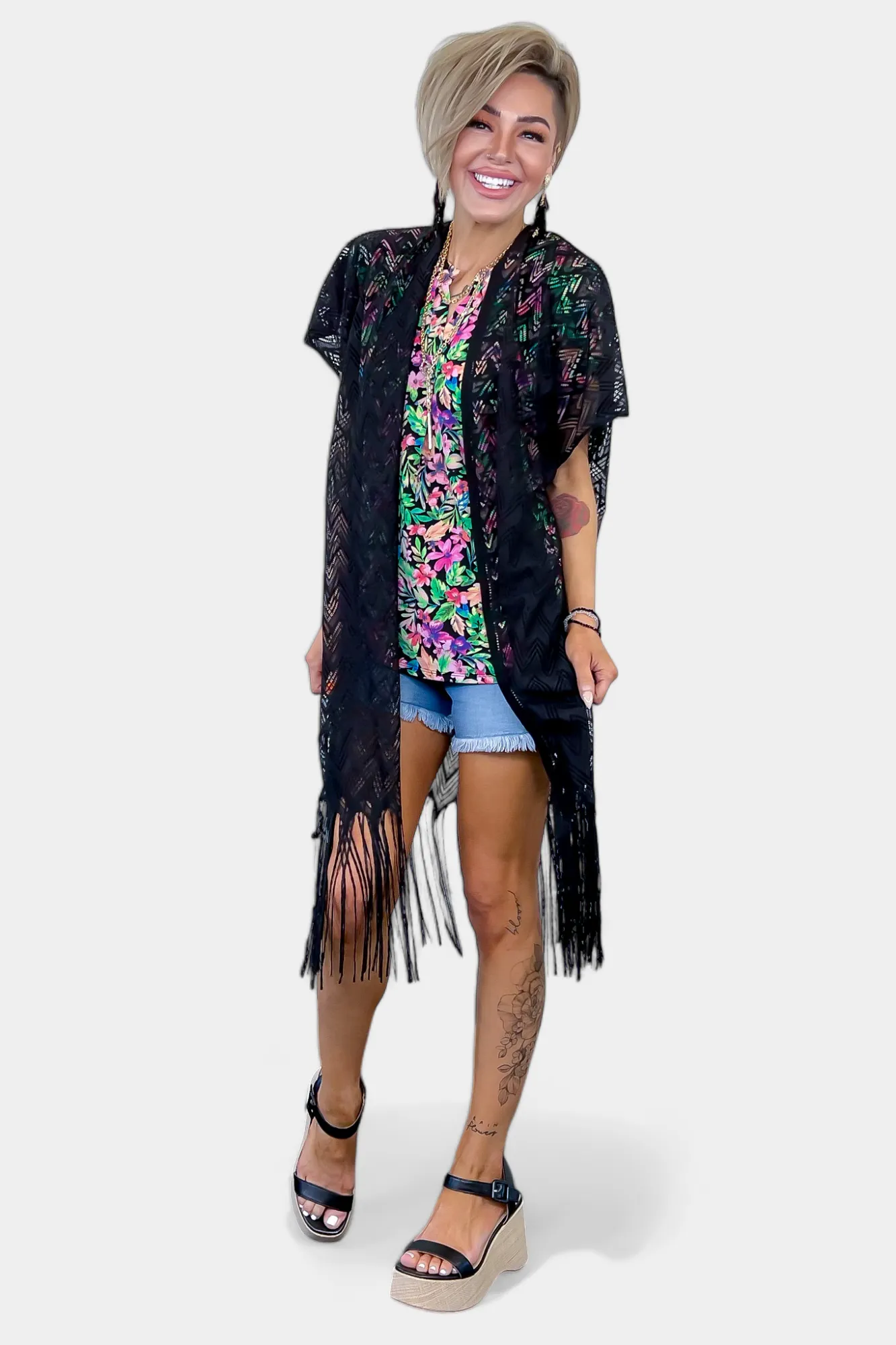 Black Multi Blossom Lizzy Short Sleeve Top sold by ZZs product image thumbnail 3