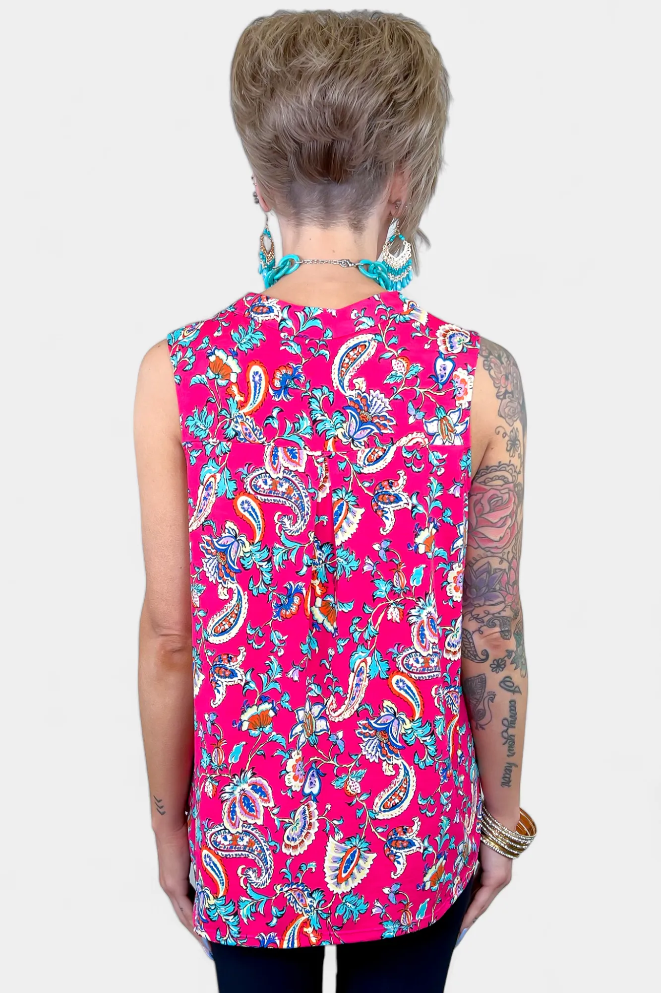Coral Multi Paisley Lizzy Tank Top sold by ZZs product image thumbnail 5