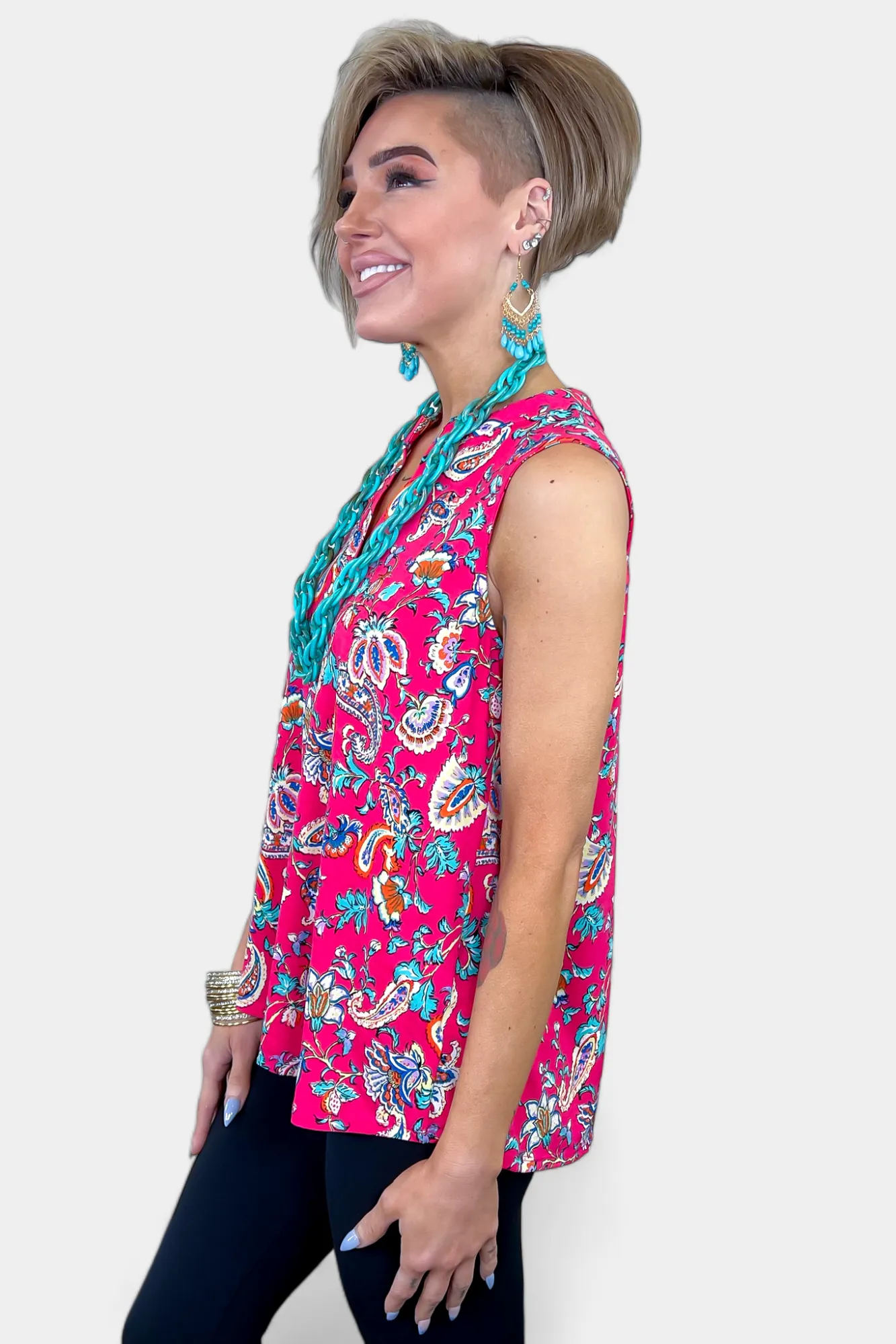 Coral Multi Paisley Lizzy Tank Top sold by ZZs product image thumbnail 3