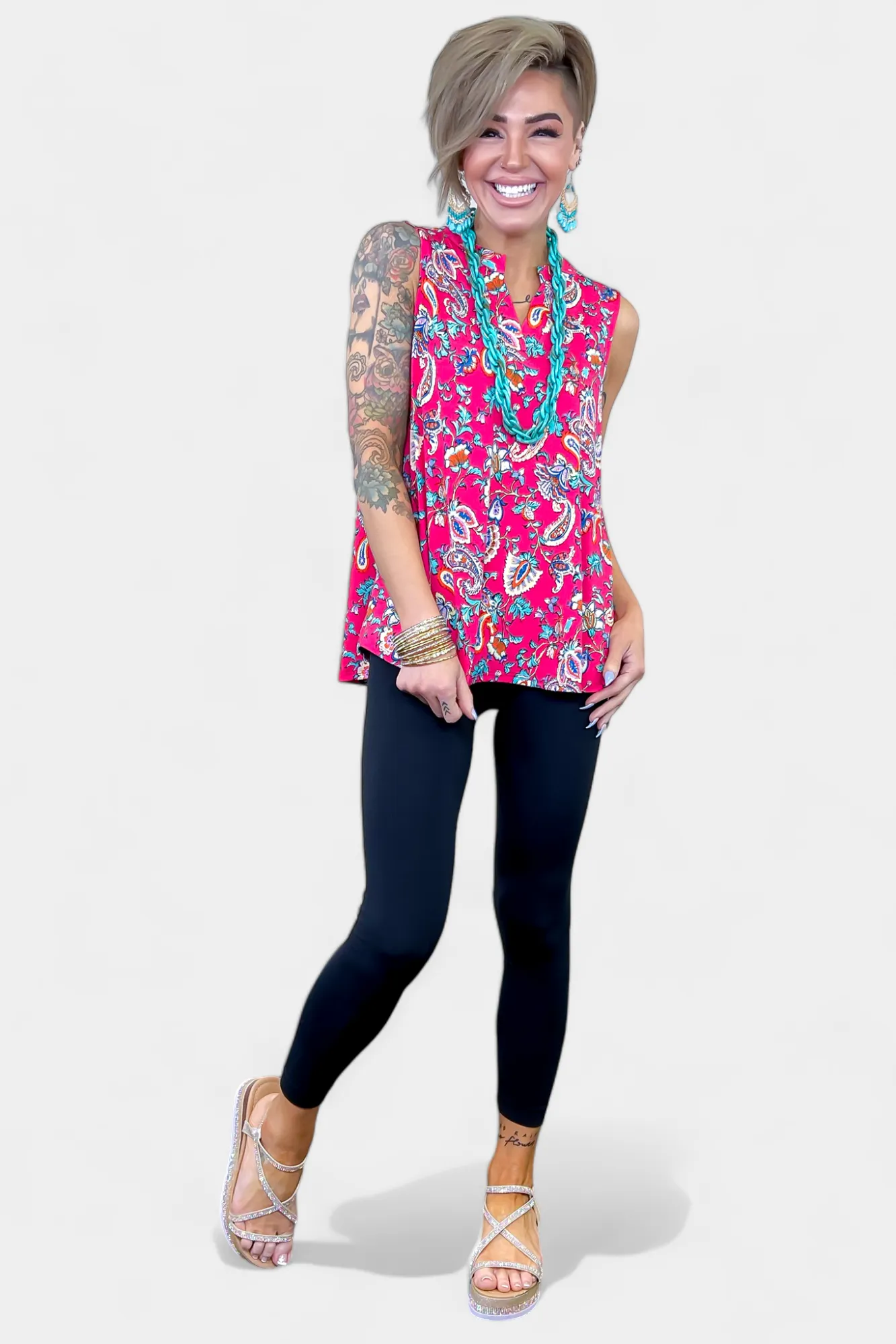 Coral Multi Paisley Lizzy Tank Top sold by ZZs product image thumbnail 2