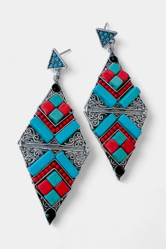 Turquoise Iconic Stone Western Earrings sold by ZZs