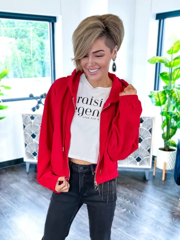 Corduroy Crop Jacket | Red sold by ZZs