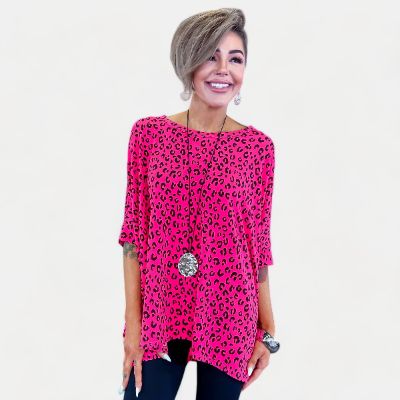 Hot Pink Leopard Essential Top sold by ZZs