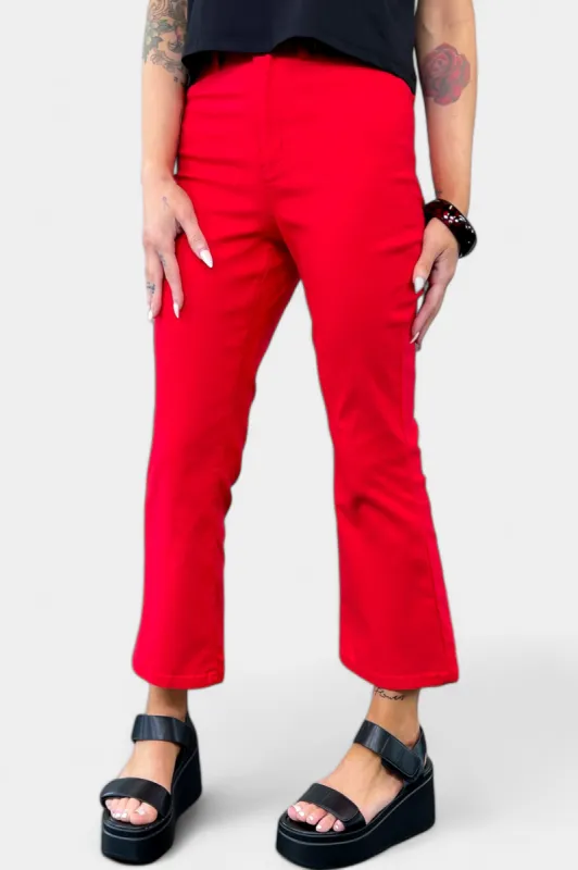 Red Hyperstretch Cropped Flare Pants sold by ZZs