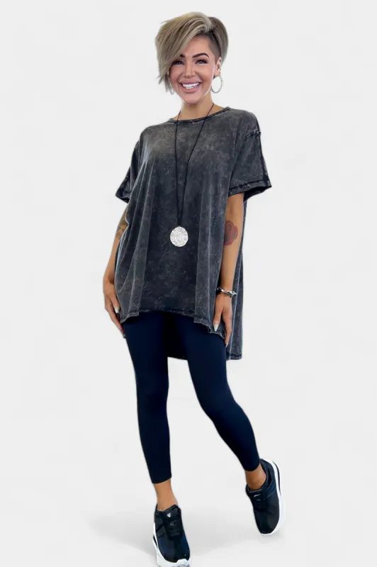 Ash Black Cotton Oversized Top sold by ZZs