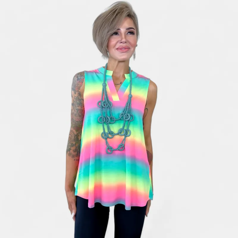 Multi Stripe Ombre Lizzy Tank Top sold by ZZs