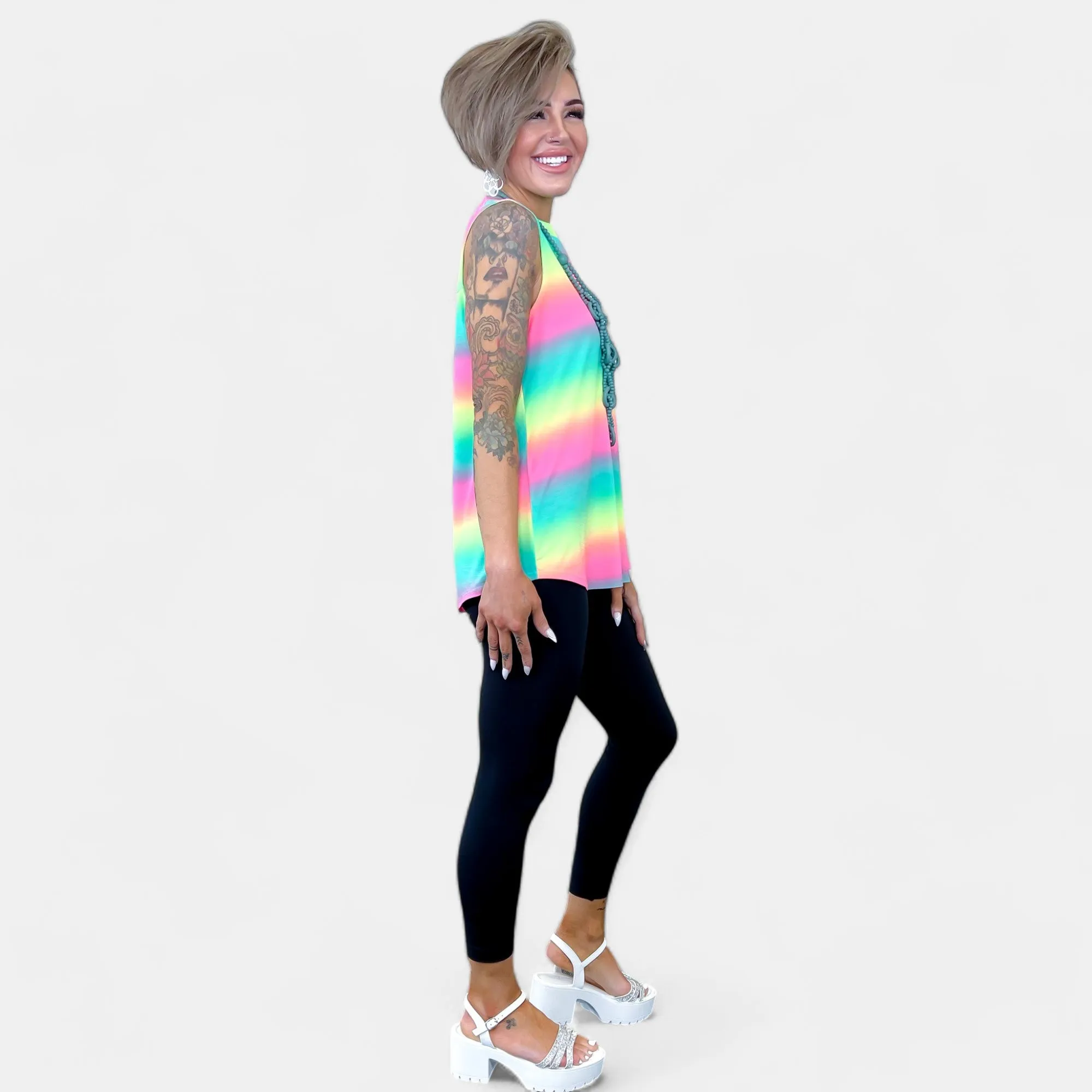 Multi Stripe Ombre Lizzy Tank Top sold by ZZs product image thumbnail 5