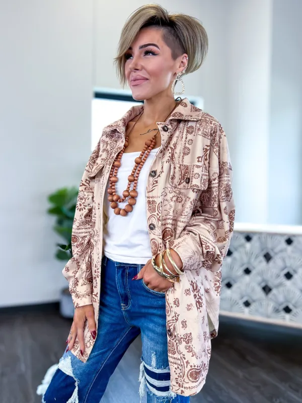 Paisley Oversized Shacket | Taupe sold by ZZs