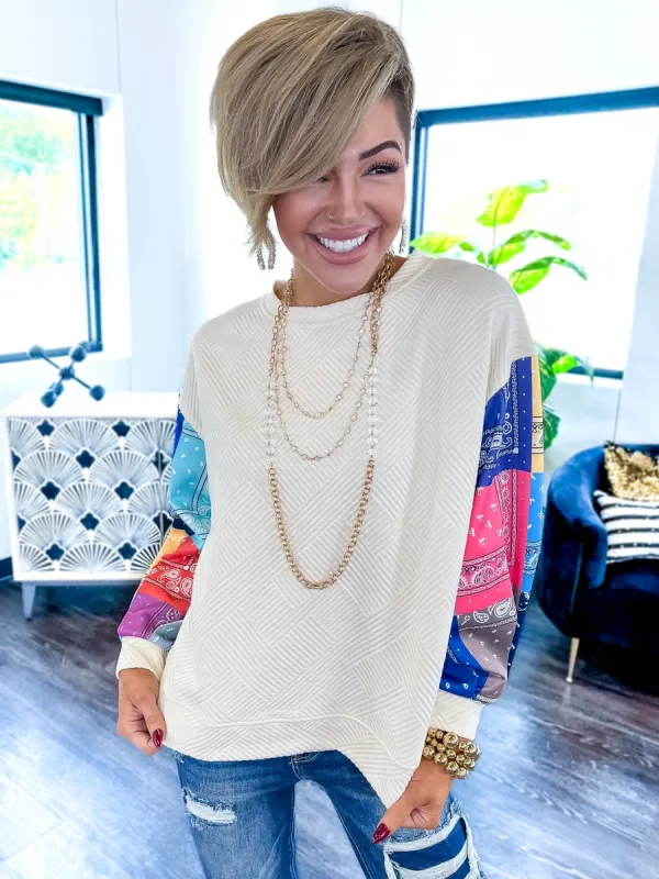 Patch Textured Top | Cream sold by ZZs