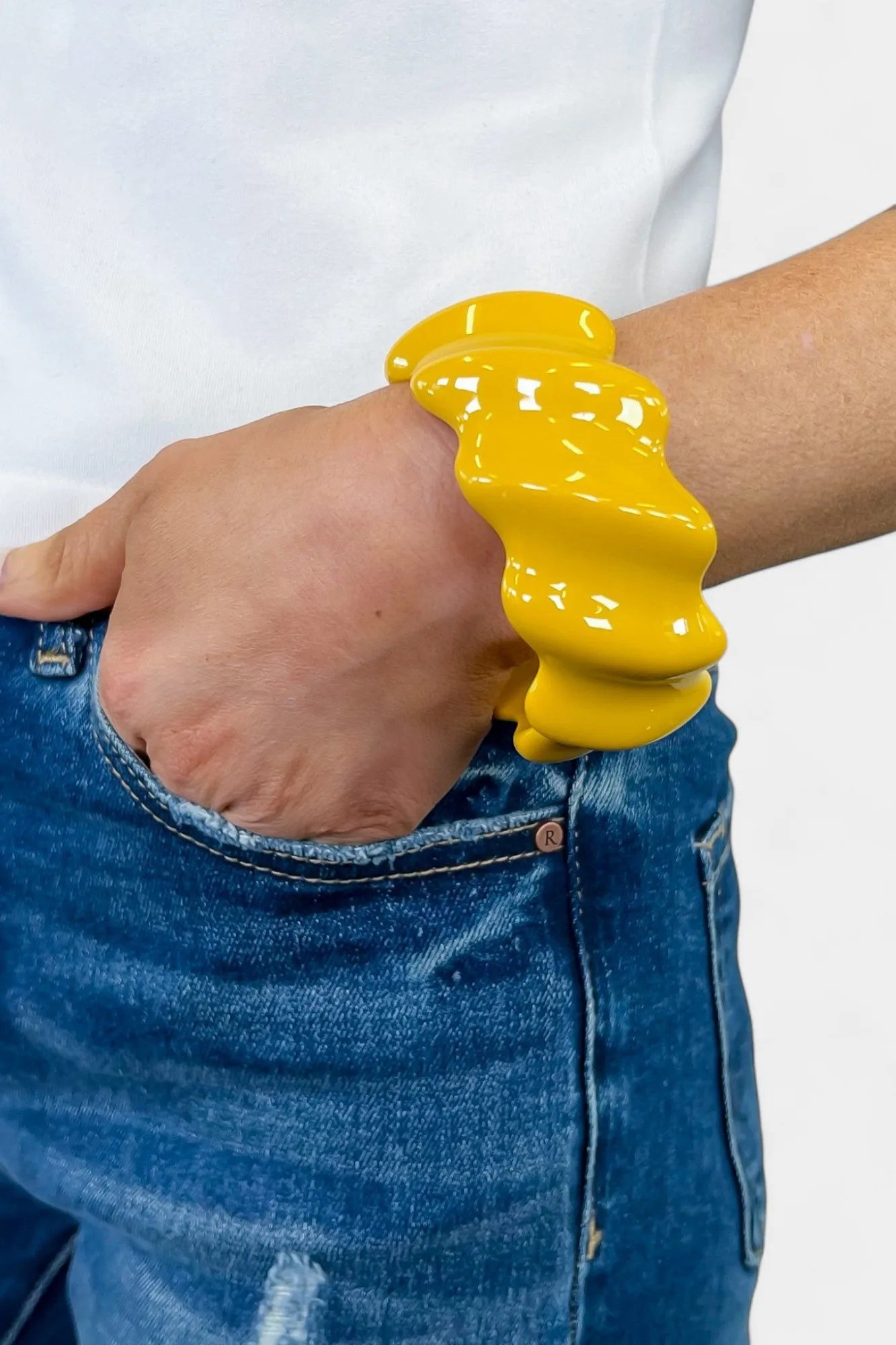 Yellow Wavy Bangle Bracelet sold by ZZs product image thumbnail 2