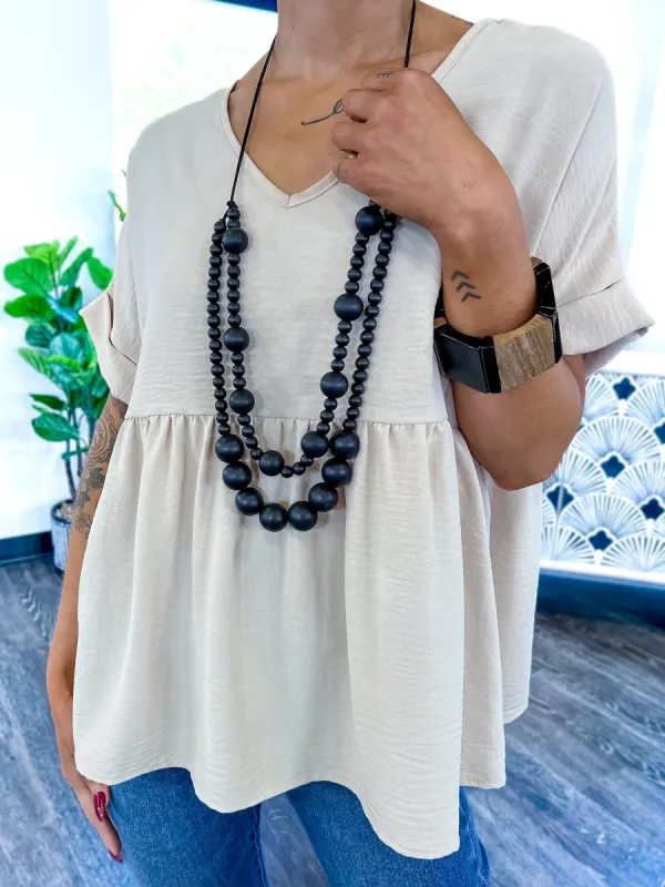 Layered Wood Bead Necklace | Black sold by ZZs