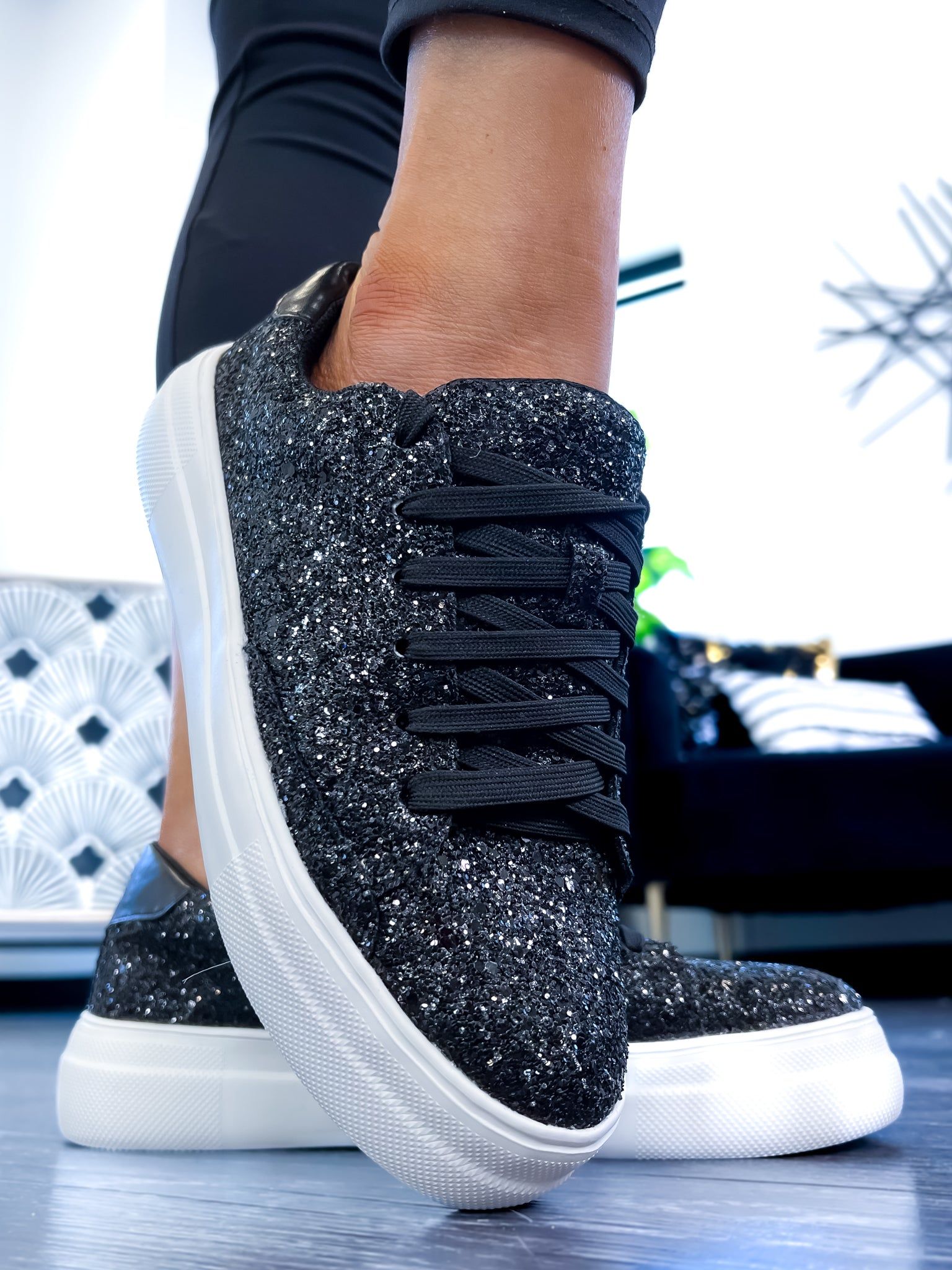 Glaring Sneakers | Black Glitter sold by ZZs product image thumbnail 7