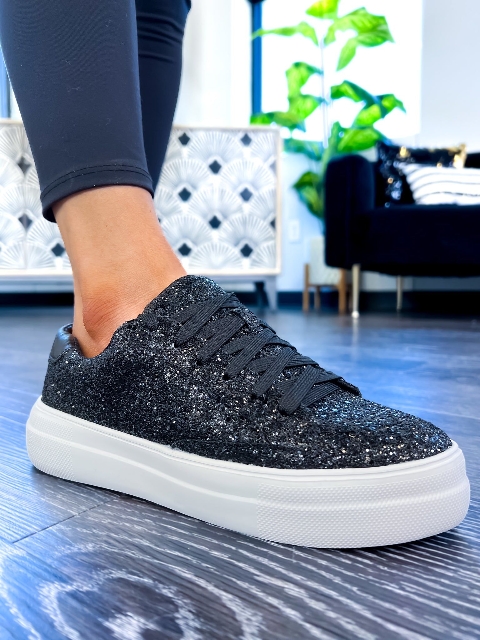 Glaring Sneakers | Black Glitter sold by ZZs product image thumbnail 2