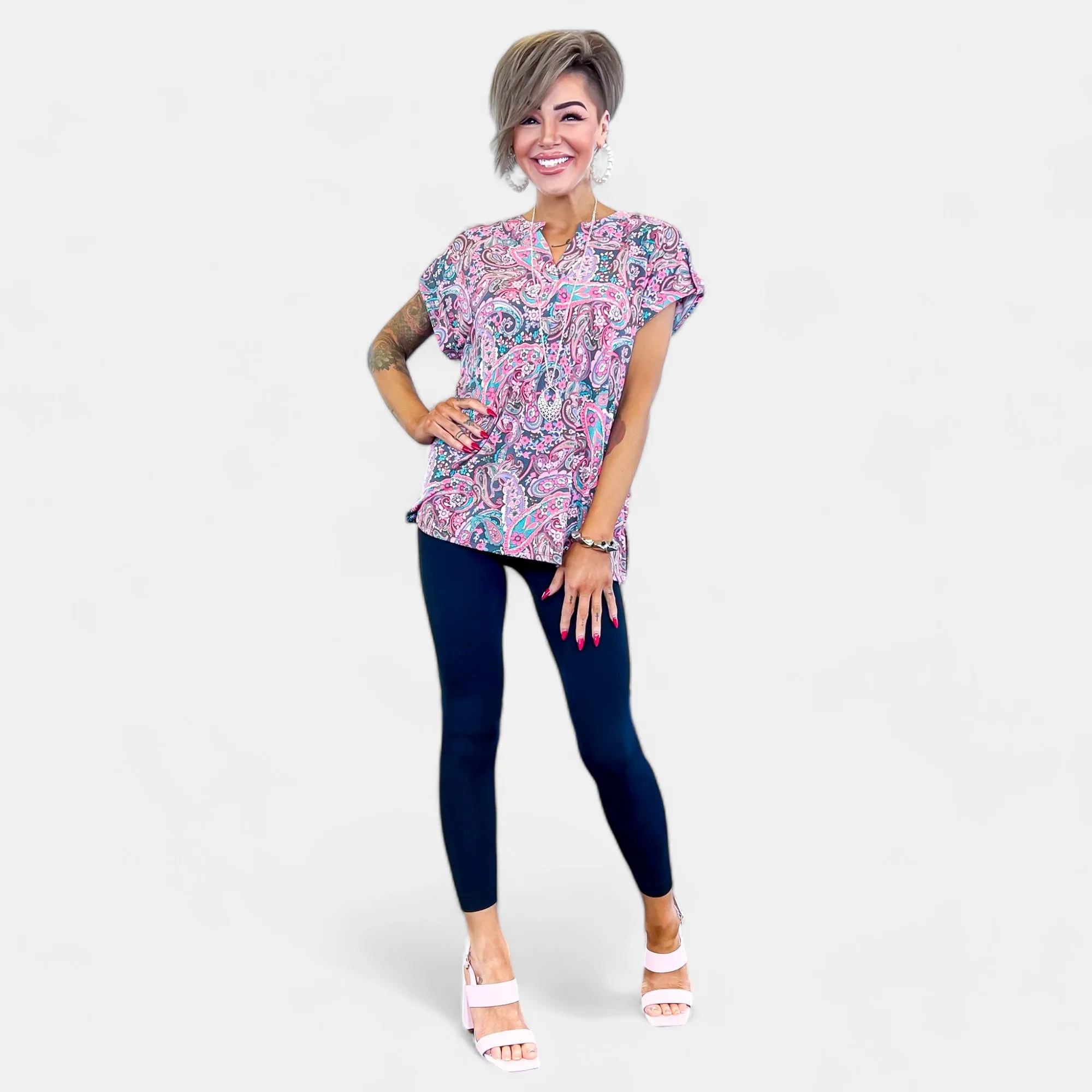 Charcoal Paisley Lizzy Short Sleeve Top sold by ZZs product image thumbnail 3
