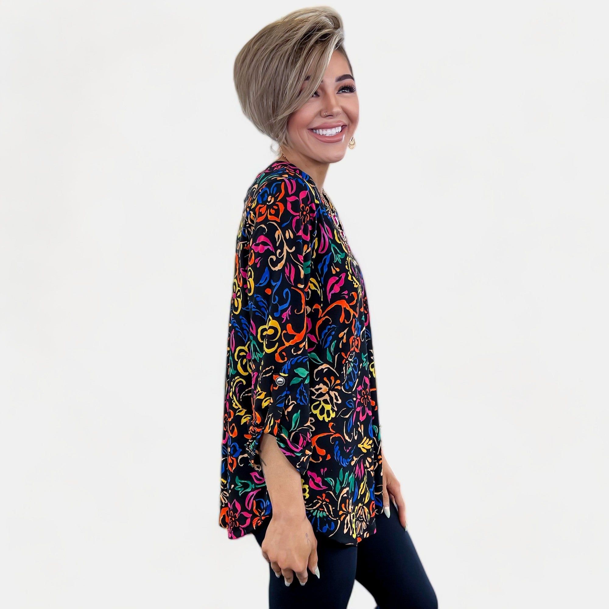 Black Multi Floral Lizzy Top sold by ZZs product image thumbnail 5