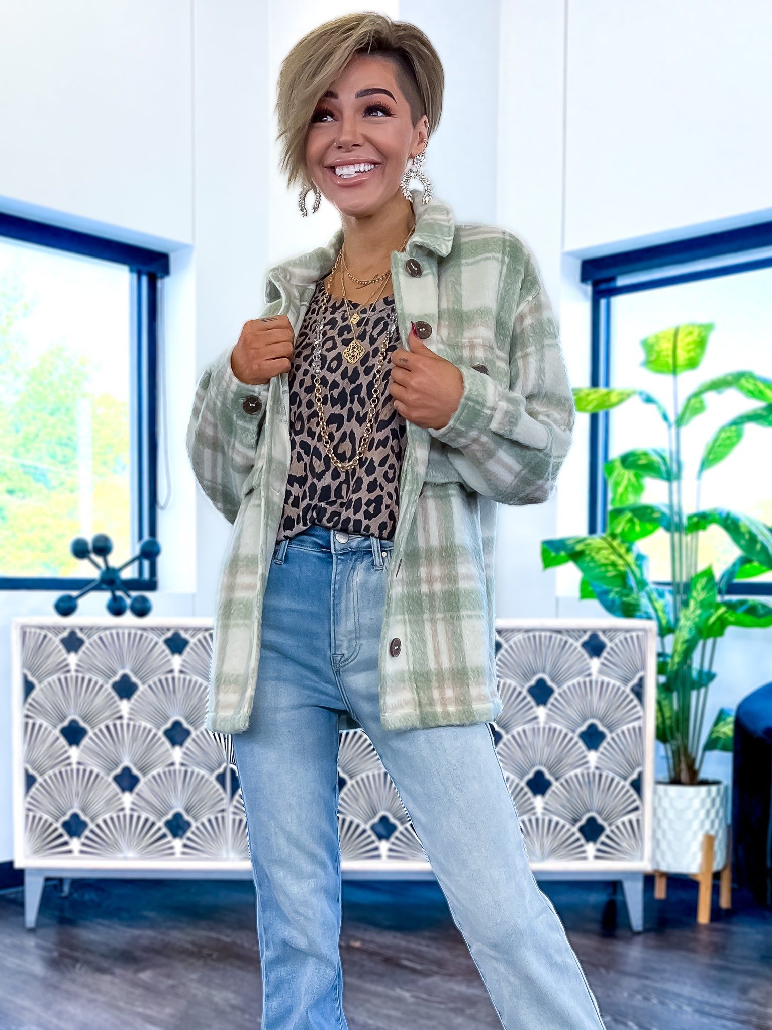 Pastel Plaid Shacket | Sage sold by ZZs