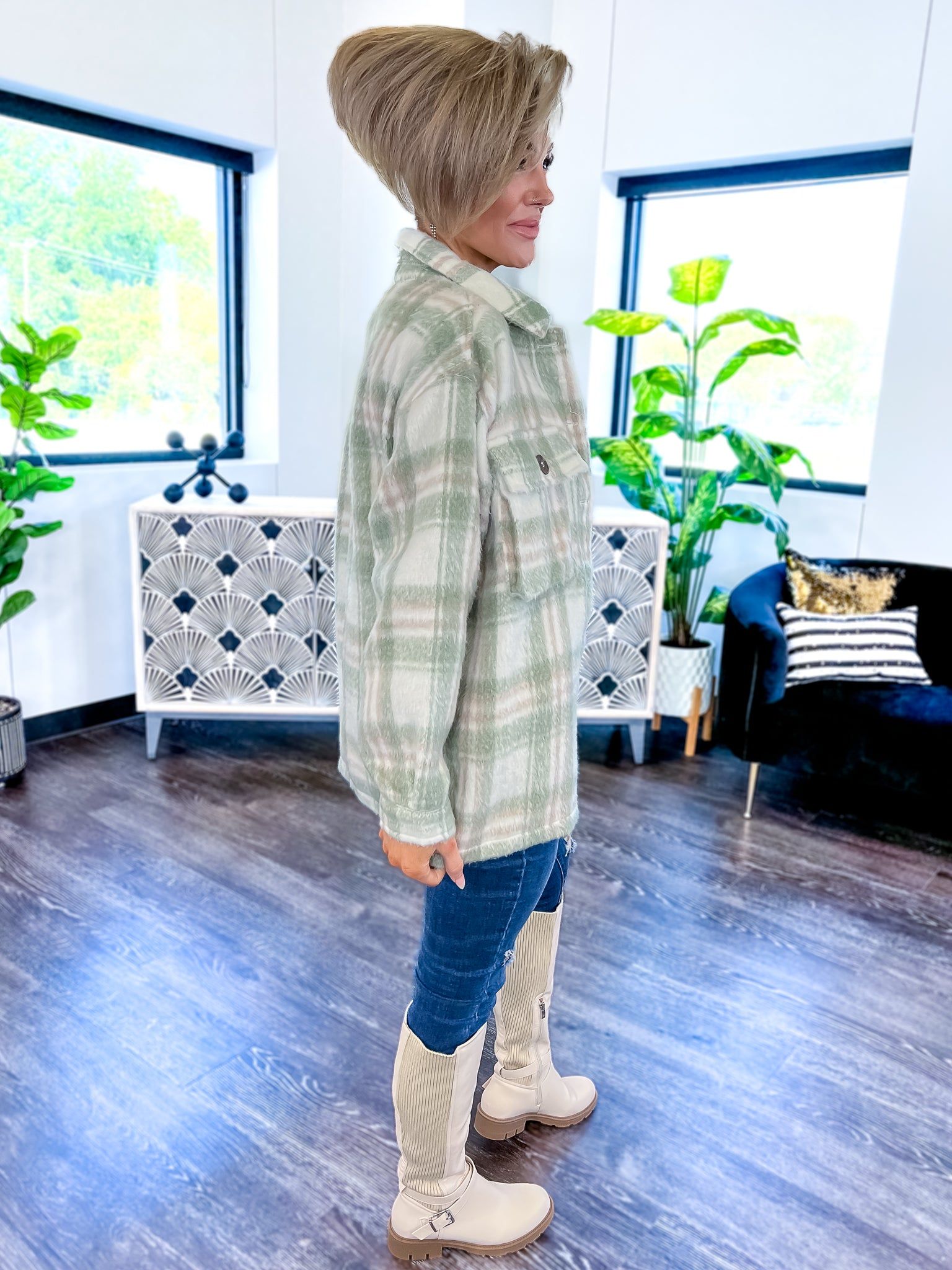 Pastel Plaid Shacket | Sage sold by ZZs product image thumbnail 9