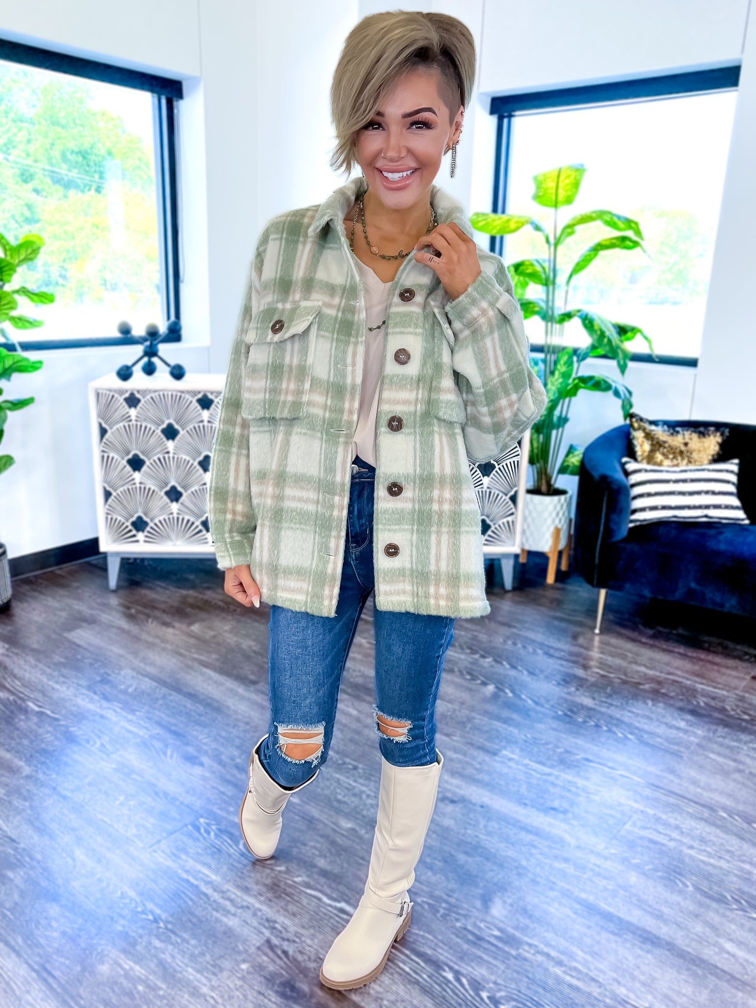 Pastel Plaid Shacket | Sage sold by ZZs product image thumbnail 7