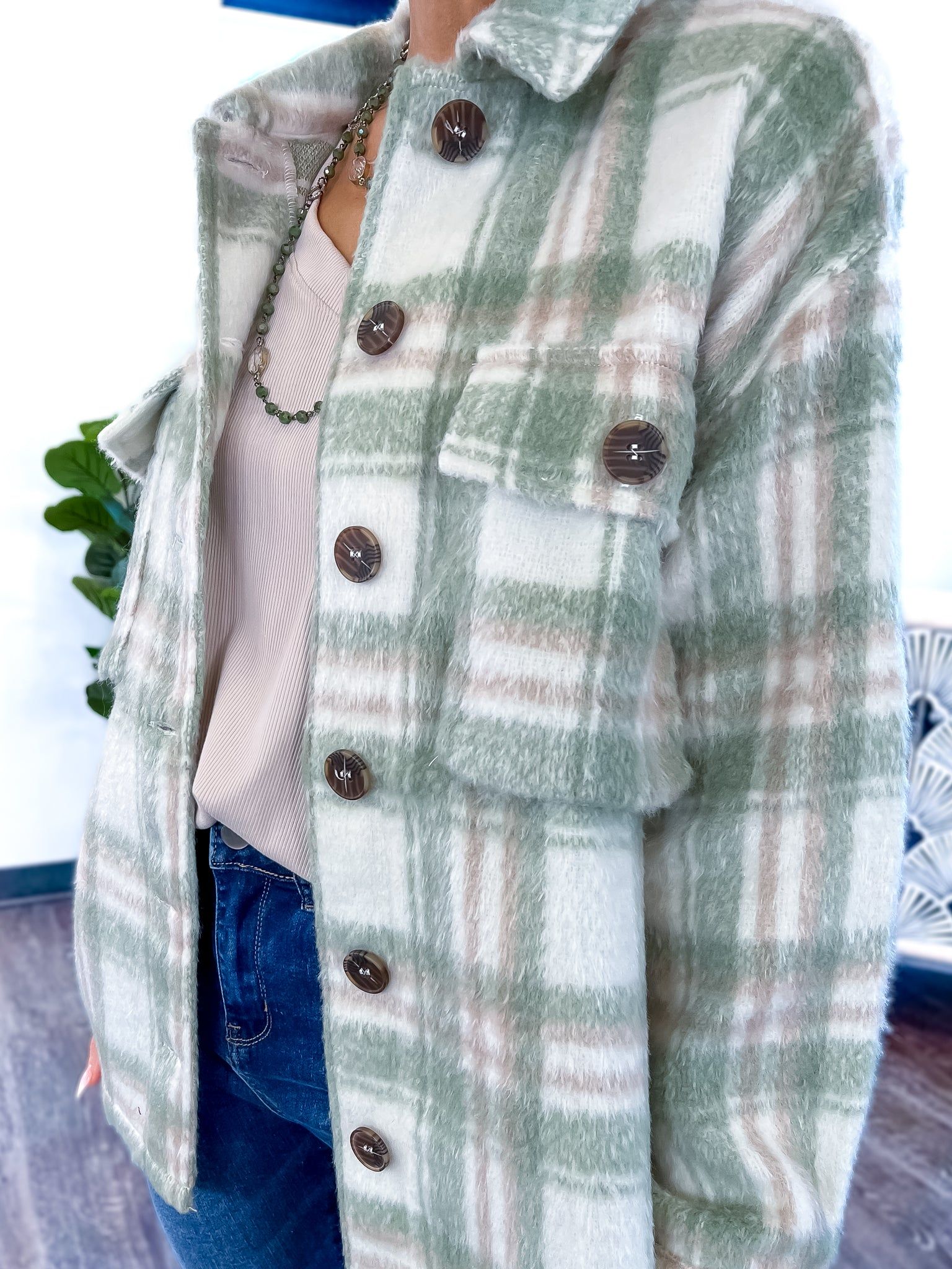 Pastel Plaid Shacket | Sage sold by ZZs product image thumbnail 4