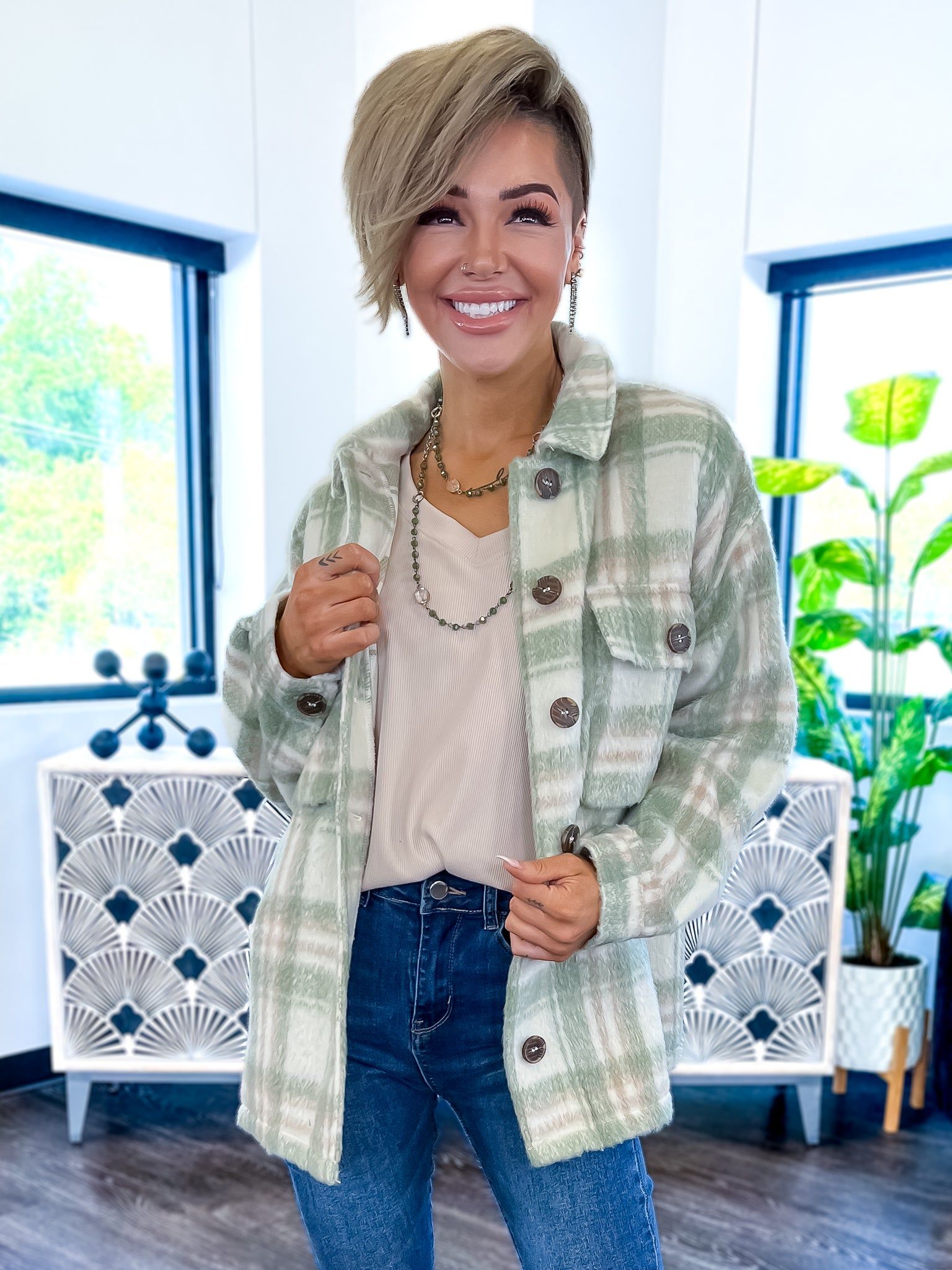 Pastel Plaid Shacket | Sage sold by ZZs product image thumbnail 8