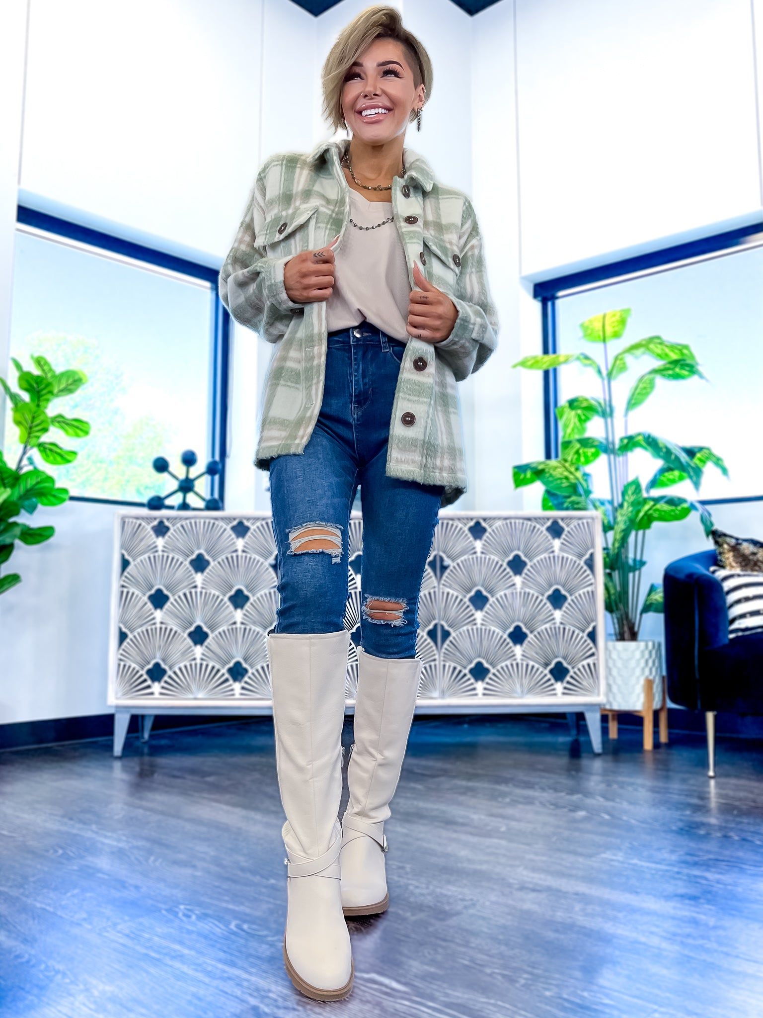 Pastel Plaid Shacket | Sage sold by ZZs product image thumbnail 10