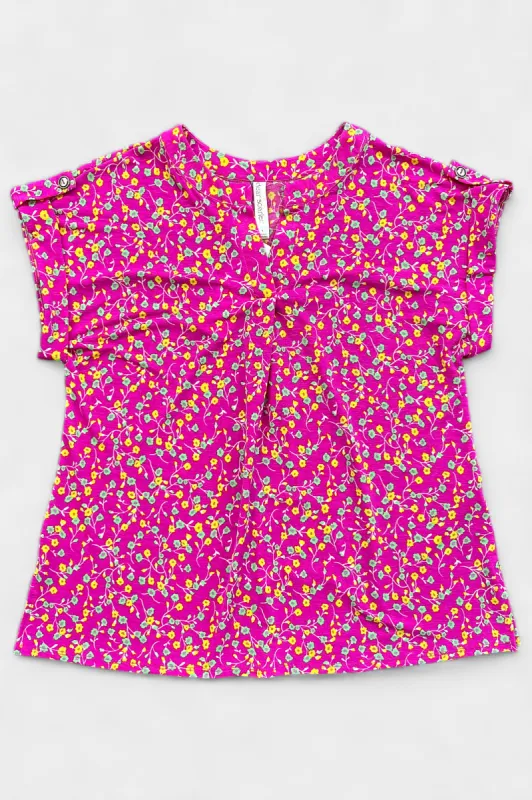 Pink Flower Lizzy Short Sleeve Top sold by ZZs