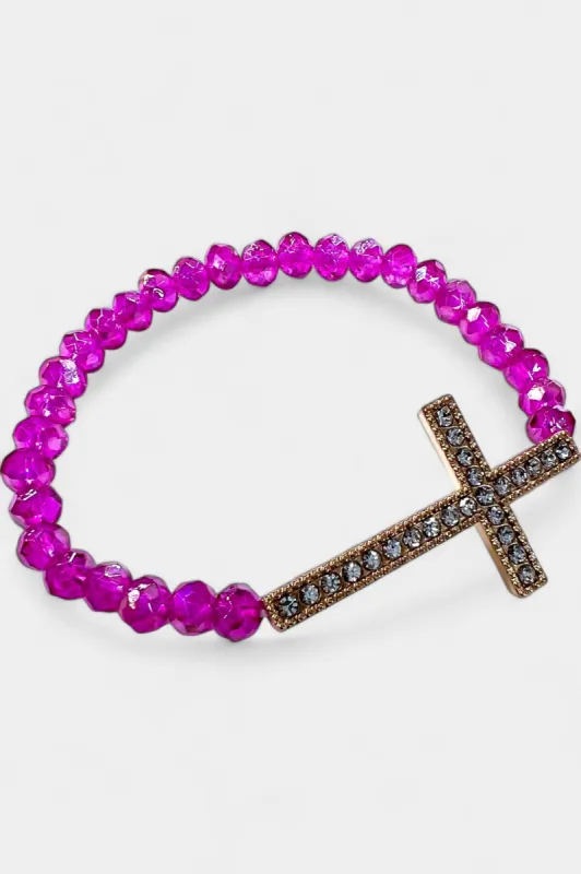 Pink Simple Cross Stretch Bracelet sold by ZZs