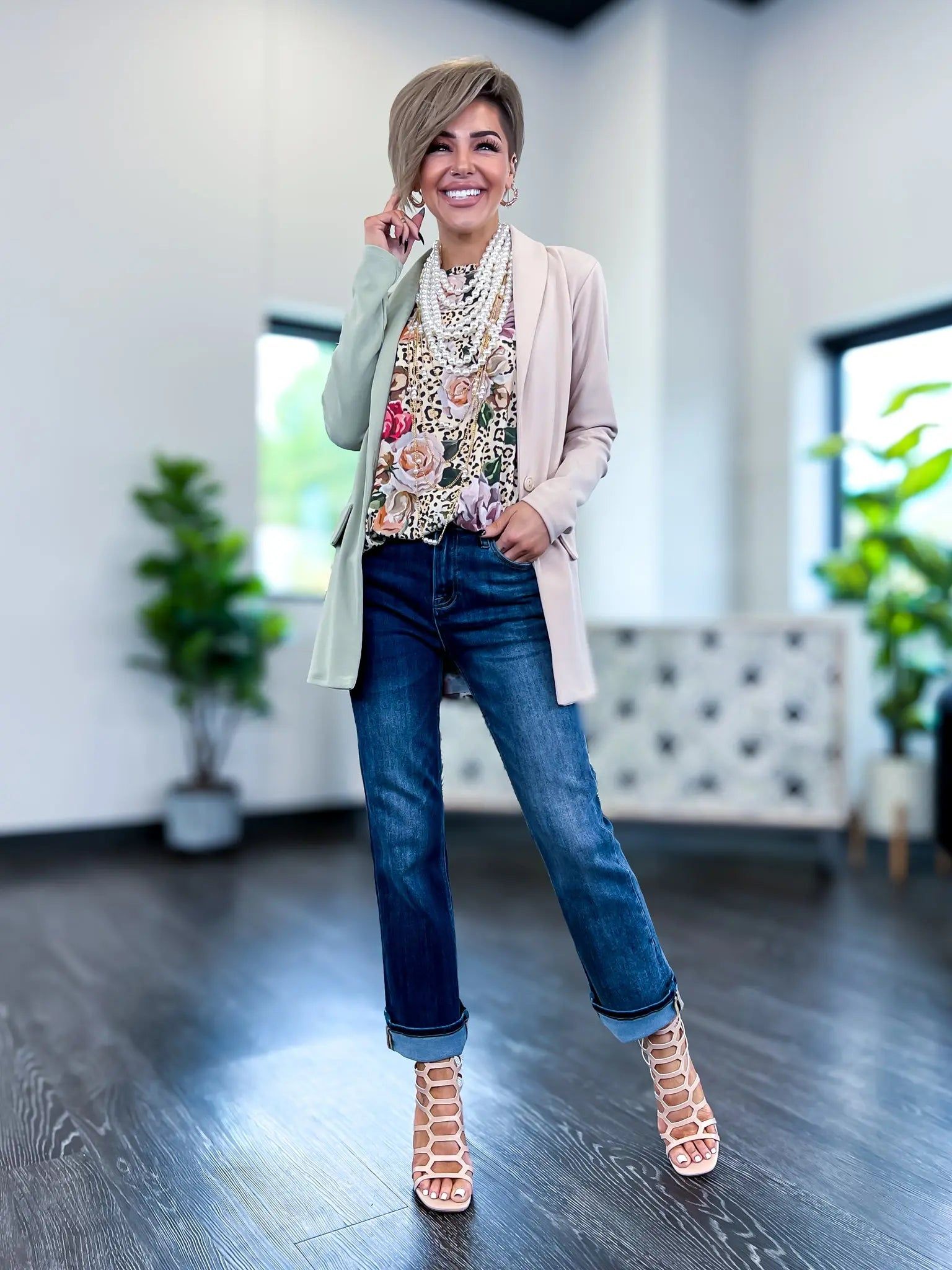 Sage & Oatmeal Colorblock Blazer sold by ZZs