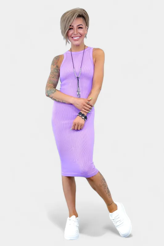Purple Ribbed Tank Dress sold by ZZs
