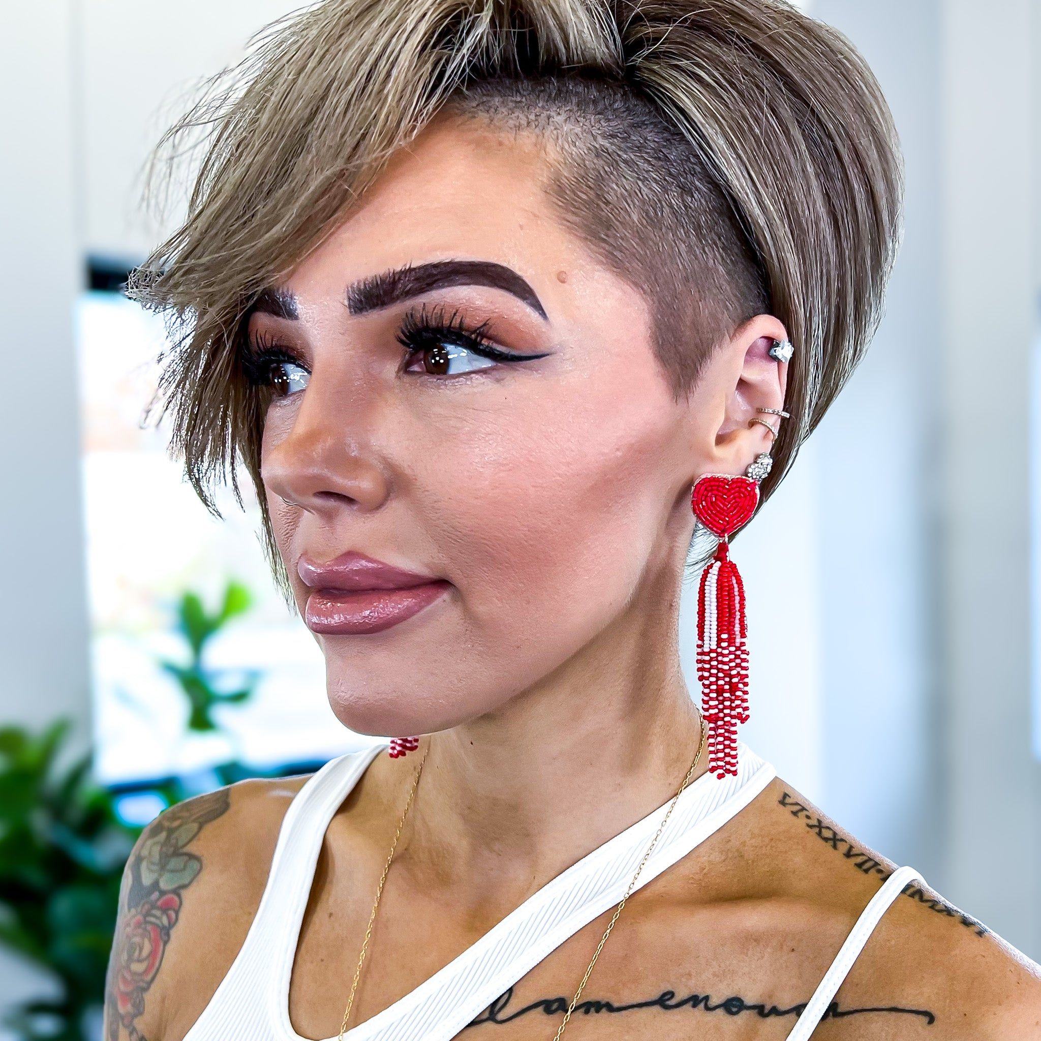 Red Heart Seed Bead Earrings sold by ZZs product image thumbnail 3