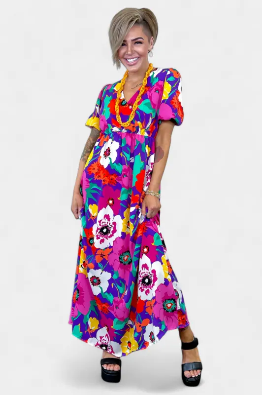 Purple Floral Wrap Maxi Dress sold by ZZs