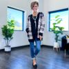Black Plaid Long Cardigan sold by ZZs