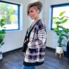 Black Plaid Long Cardigan sold by ZZs