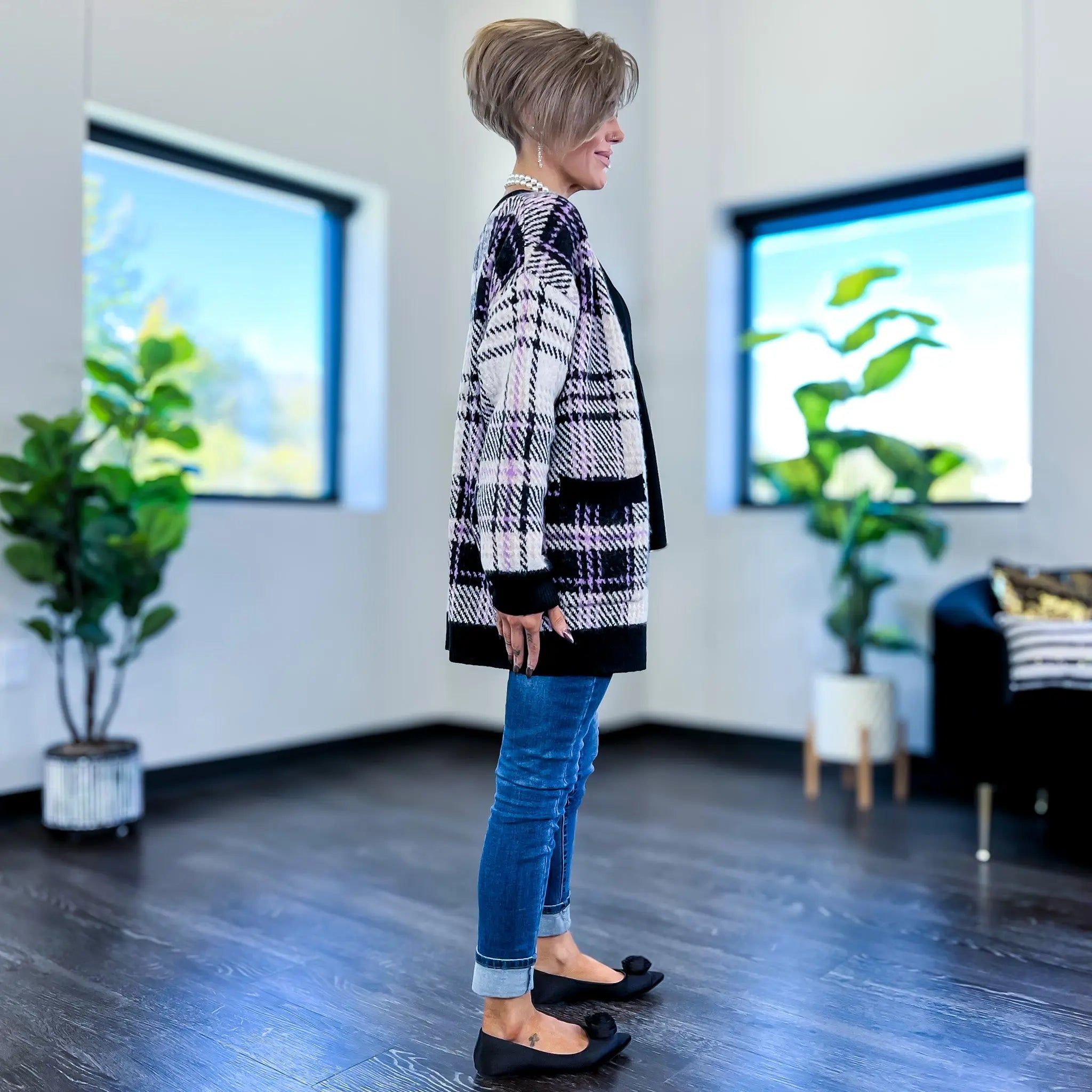 Black Plaid Long Cardigan sold by ZZs product image thumbnail 5