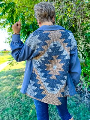 Blue Aztec Oversized Jacket sold by ZZs