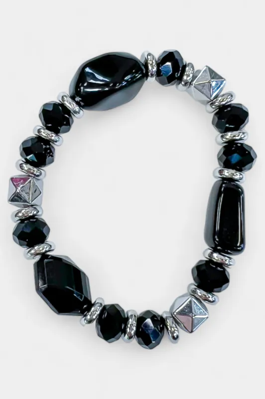 Black Beaded Stretch Bracelet sold by ZZs