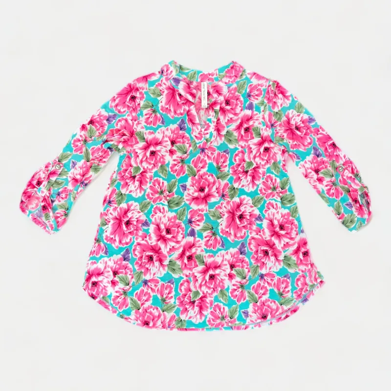 Mint & Pink Spring Floral Lizzy Top sold by ZZs