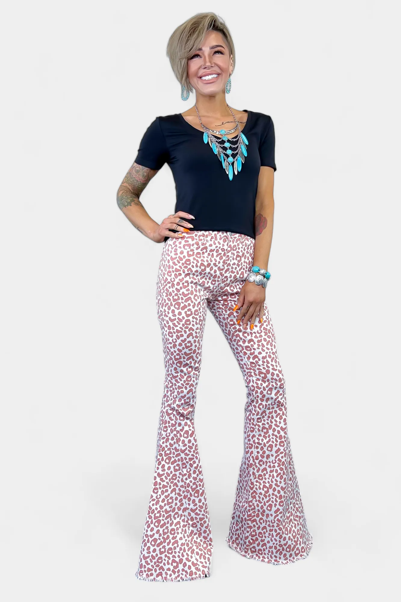 Pink Leopard Flared Jeans sold by ZZs product image thumbnail 4