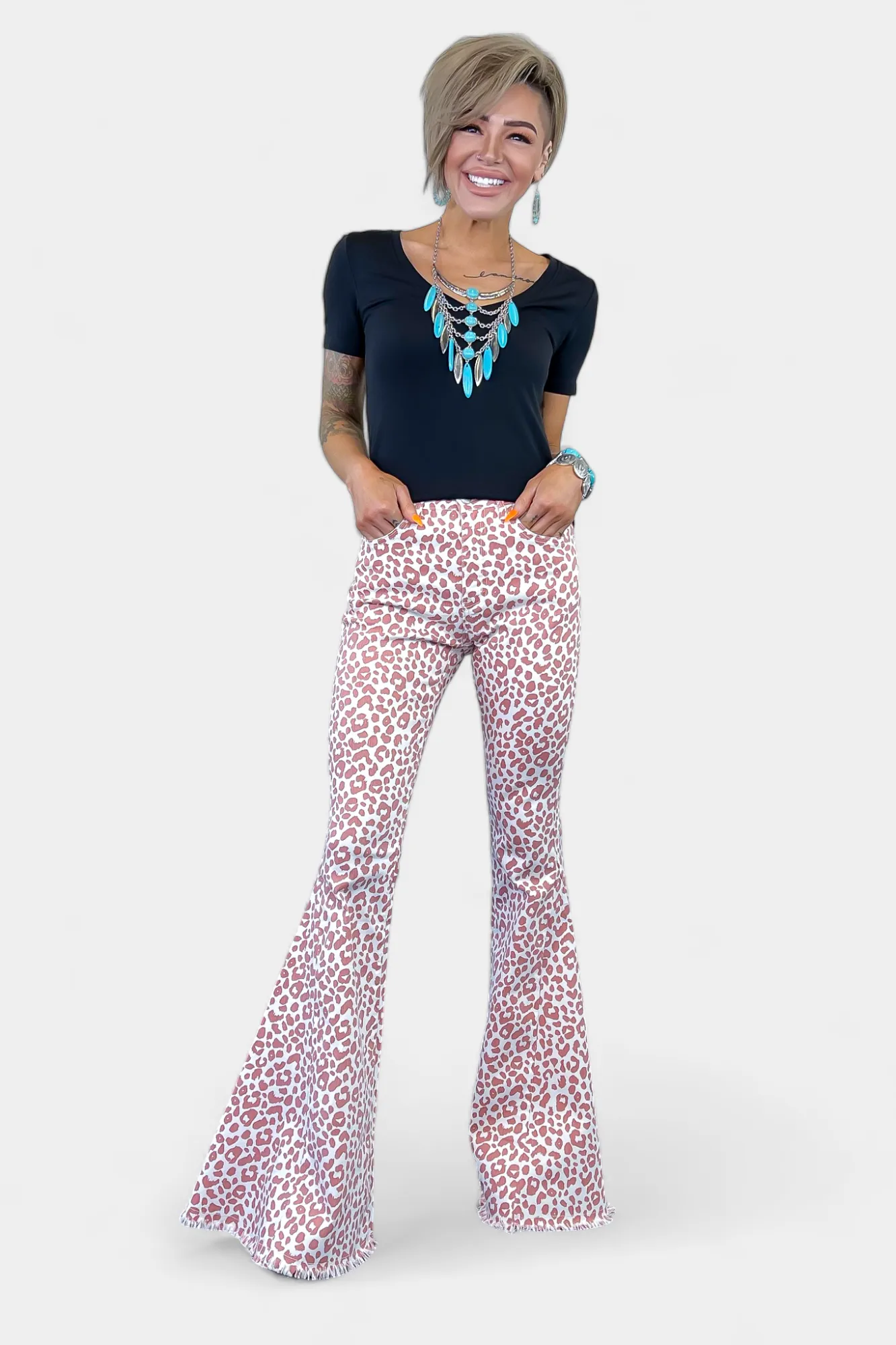 Pink Leopard Flared Jeans sold by ZZs product image thumbnail 2