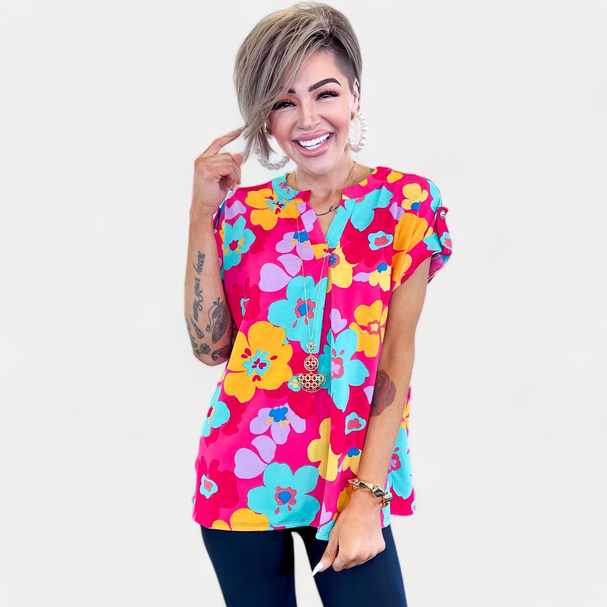 Coral Multi Lizzy Short Sleeve Top sold by ZZs product image thumbnail 3
