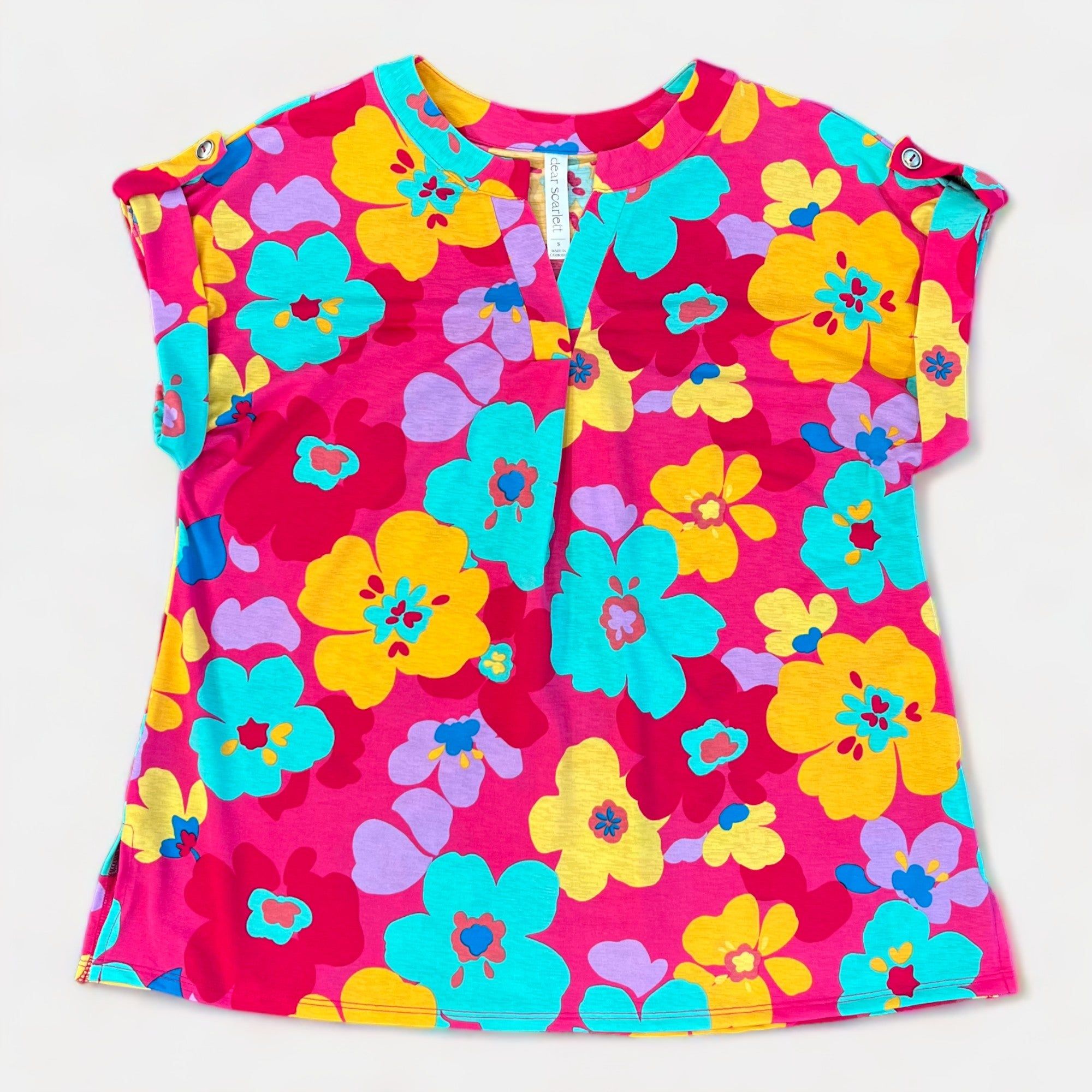 Coral Multi Lizzy Short Sleeve Top sold by ZZs