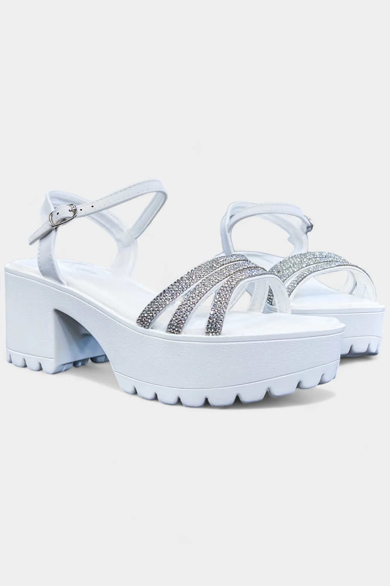 White Rhinestone Chunky Sandals sold by ZZs product image thumbnail 4